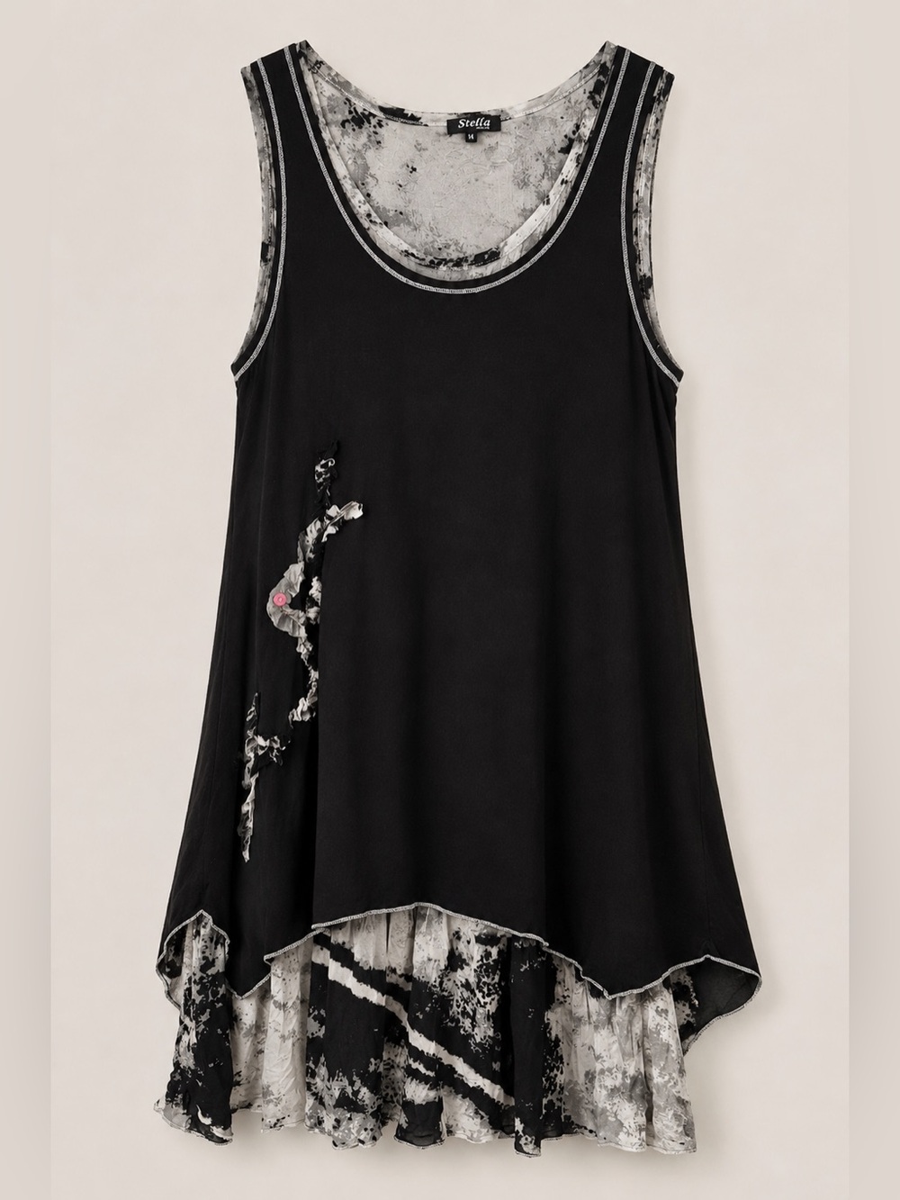 Stella Art to Wear Asymmetrical Tunic Top Size 14